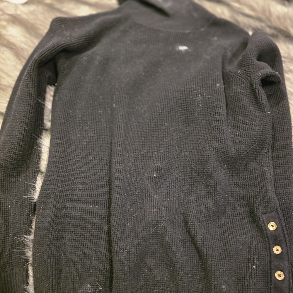 Michael Kors Black Sweater with Gold Button Accents